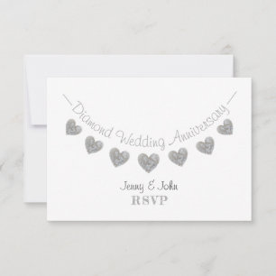 Modern RSVP 60th white diamond wedding anniversary Card