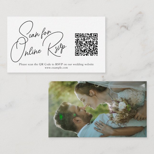 Modern RSVP card featuring photo and QR code (Front/Back)