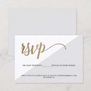 Modern RSVP grey Gold No mailing Reserved Seat Invitation