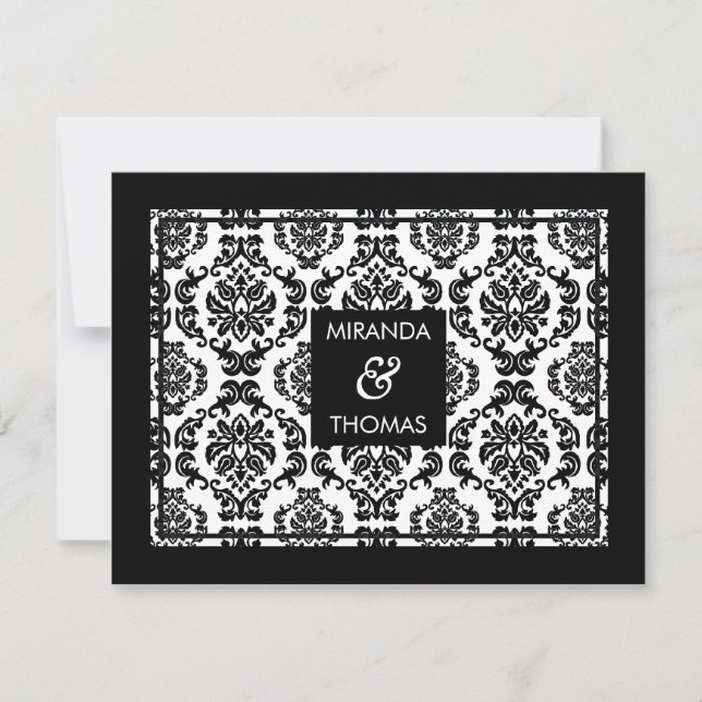MODERN RSVP REPLY CARD :: damask colours 10 (Front)