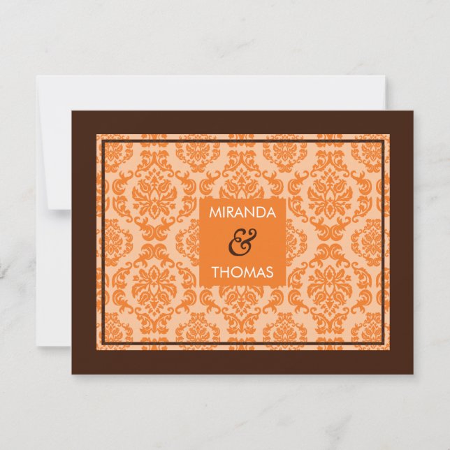 MODERN RSVP REPLY CARD :: damask colours 8 (Front)