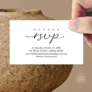 Modern RSVP Wedding Invitation, via Website Enclosure Card