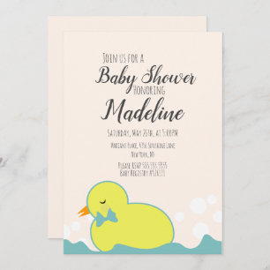 Modern Rubber Duck Yellow Warm Baby Shower Invitation