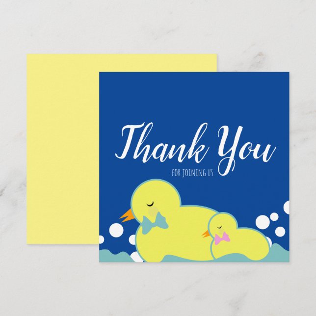 Modern Rubber Ducks Yellow Baby Shower Thank You  (Front/Back)