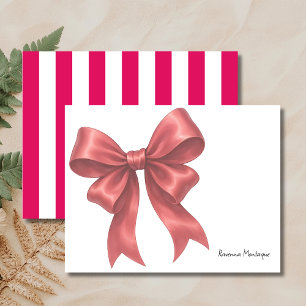 Modern Ruby Elegant Big Bow Thank You Note Card
