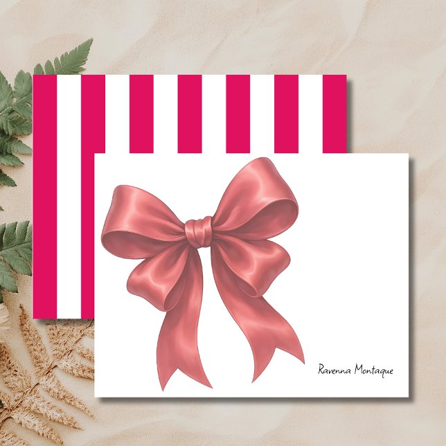 Modern Ruby Elegant Big Bow Thank You Note Card (Creator Uploaded)