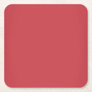 Modern Ruby Red Customisable Square Paper Coaster