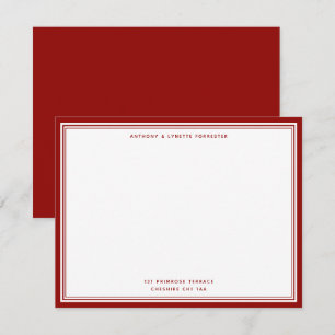 Modern Ruby Red Name & Address Note Card