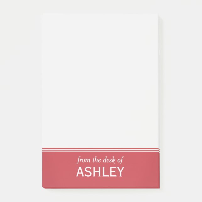 Modern Ruby Red Personalised 4" x 6" Post-it Notes (Front)