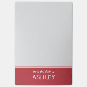 Modern Ruby Red Personalised 4" x 6" Post-it Notes