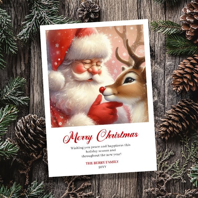 Modern Rudolph Santa Claus Humor Christmas Greetin Holiday Card (Modern Rudolph Santa Claus Humor Christmas Greeting Card

)