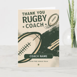 Modern Rugby Team Coach Thank You Card