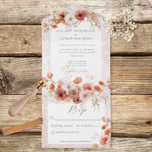 Modern Rust Boho & Neutrals Floral No Dinner All In One Invitation