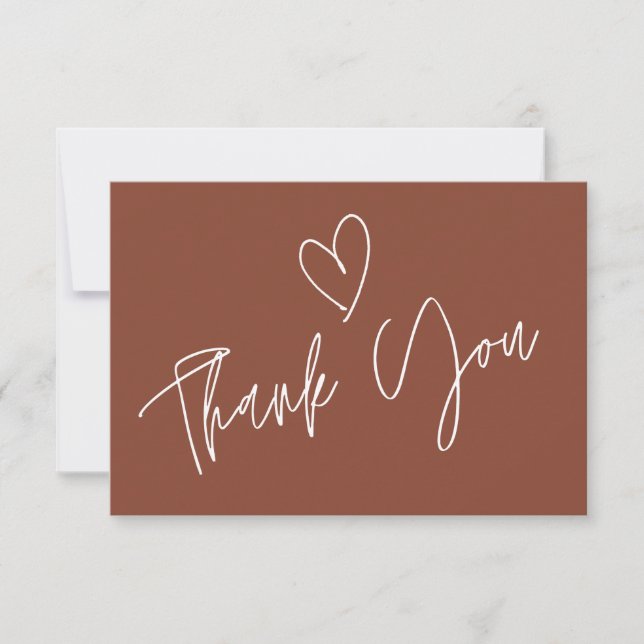 Modern Rust Bridal Shower Thank You Card (Front)