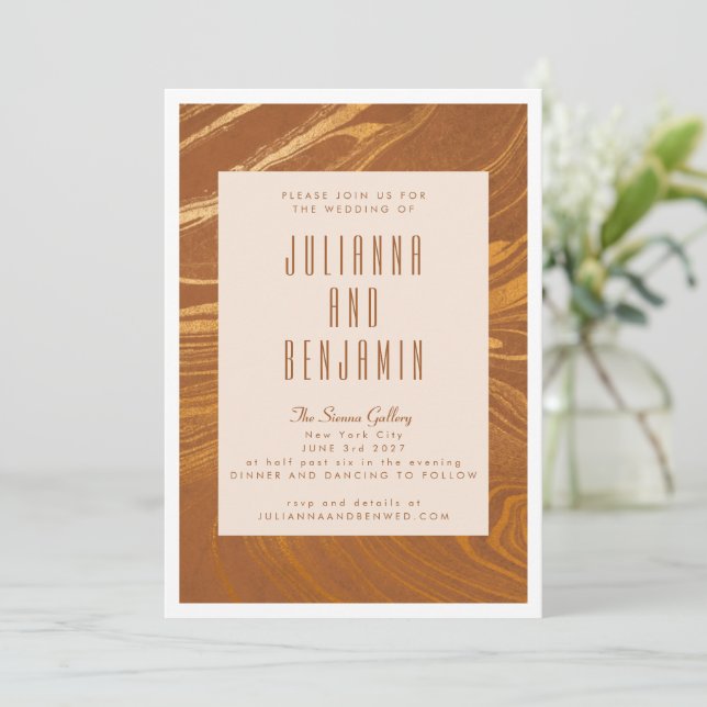Modern Rust Brown Simple Earth Tone Wedding Invitation (Standing Front)
