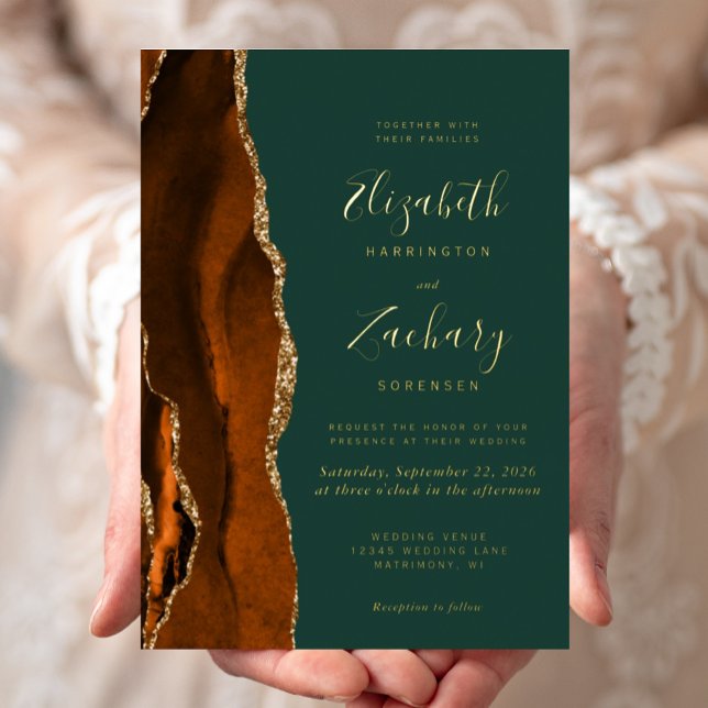 Modern Rust Gold Agate Dark Green Wedding (Creator Uploaded)