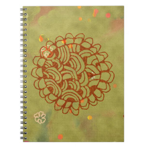 Modern Rust Green Sun Blossom Notebook