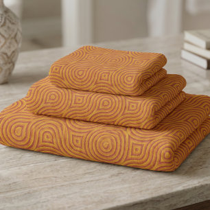 Modern Rust Grunge Swirled Abstract Geometric Bath Towel Set