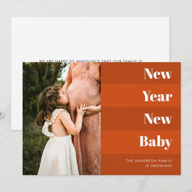 Modern Rust Terracotta New Year New Baby Pregnancy Holiday Card (Front/Back)