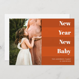 Modern Rust Terracotta New Year New Baby Pregnancy Holiday Card