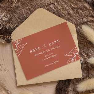 Modern Rust Tropical Photo Wedding Save The Date