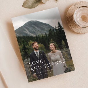 Modern Rustic 2 Photo Wedding Thank You Card