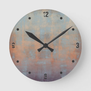 Modern rustic abstract round clock