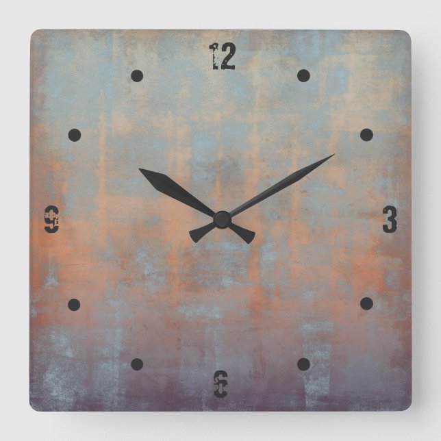 Modern rustic abstract square wall clock (Front)