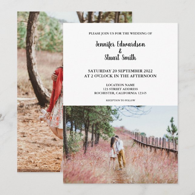 Modern rustic add your own photos Wedding Invitation (Front/Back)