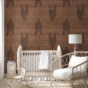 Modern Rustic African Mudcloth Brown Wallpaper