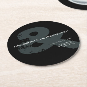 Modern Rustic Ampersand Wedding Paper Coasters