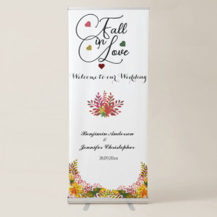 Modern Rustic Autumn Floral Wedding fall in Love Retractable Banner