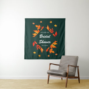 Modern Rustic Autumn Leaves Bridal Shower Tapestry