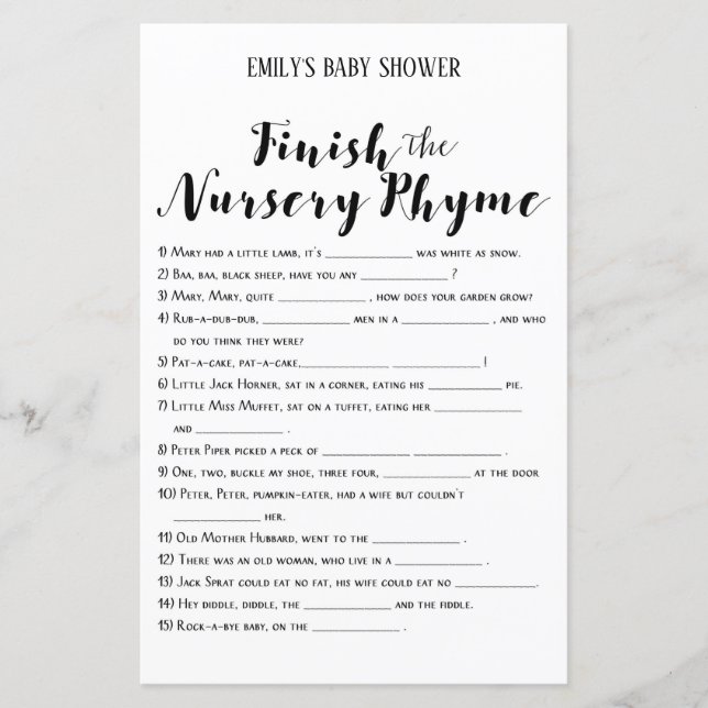 Modern Rustic Baby Shower Game PRINTED (Front)