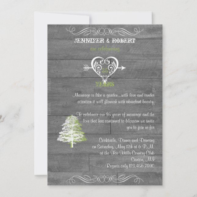 Modern Rustic Barn Wood Anniversary Invitation (Front)