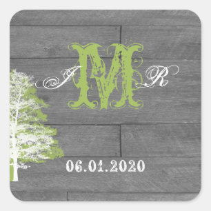 Modern Rustic Barn Wood Monogram Sticker
