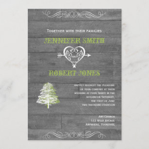 Modern Rustic Barn Wood Wedding Invitation
