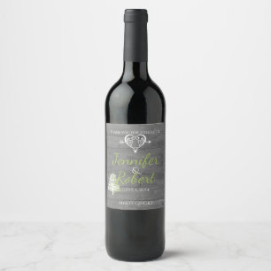 Modern Rustic Barn Wood Wedding Wine Label