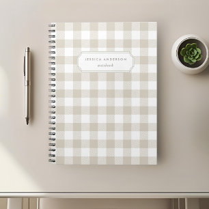 Modern Rustic Beige Buffalo Check Notebook