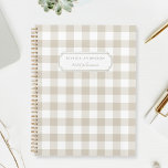 Modern Rustic Beige Buffalo Check Planner<br><div class="desc">Custom-designed planner notebook featuring beige buffalo check pattern with personalised name.</div>