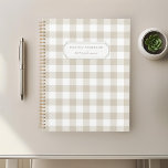 Modern Rustic Beige Buffalo Check Planner<br><div class="desc">Custom-designed planner notebook featuring beige buffalo check pattern with personalised name.</div>