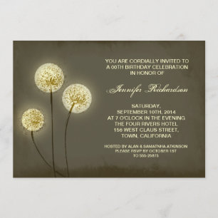 modern rustic birthday dandelions invitations