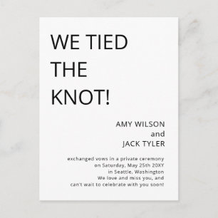 Modern Rustic Black and White Wedding Announcement Postcard