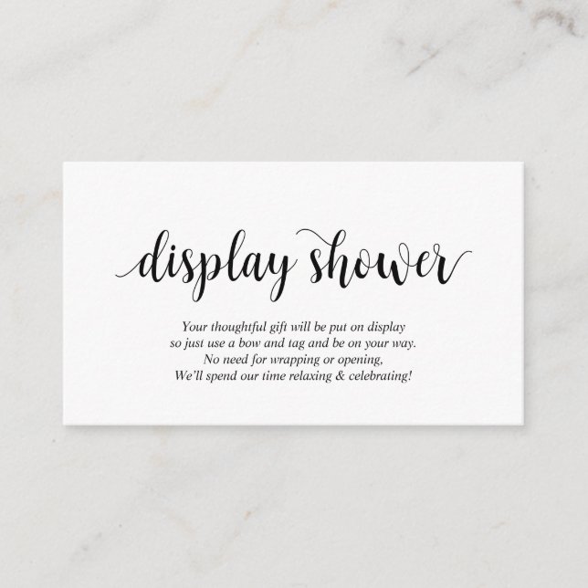 Modern Rustic, Black Script, Display Shower Enclosure Card (Front)