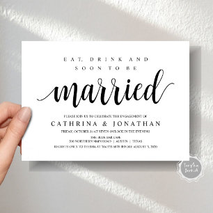 Modern Rustic, Black script, Engagement Party Invitation
