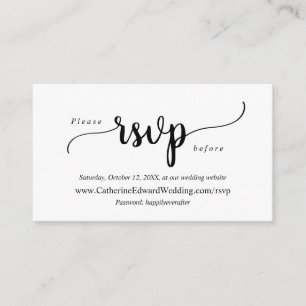 Modern Rustic, Black Script, Online RSVP website Enclosure Card