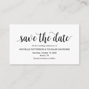 Modern Rustic, Black Script, Wedding Save the date Enclosure Card