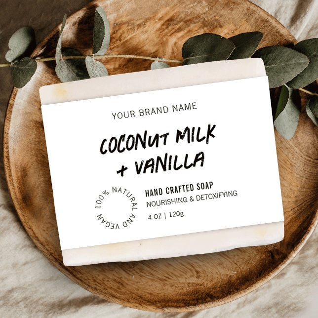 Modern Rustic Black & White Soap Bar Wrapper Label (Minimalist rustic style soap bar wraparound bellyband label templates in black and white)