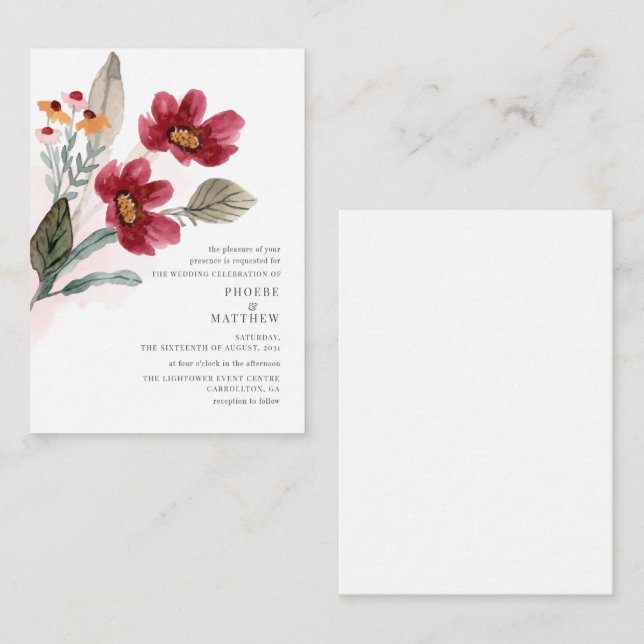 Modern Rustic Bloom Wedding Card (Front/Back)
