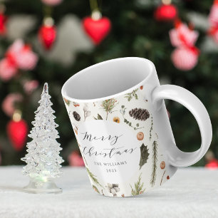 Modern Rustic Boho Christmas Botanical Foliage Coffee Mug